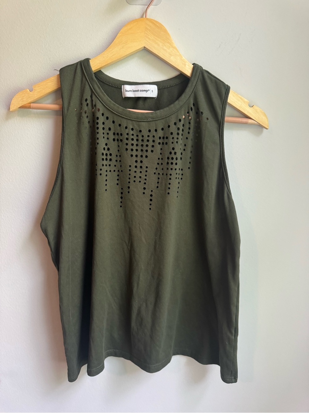 Burnout Company Olive Laser-Cut Muscle Tank Super Soft Small